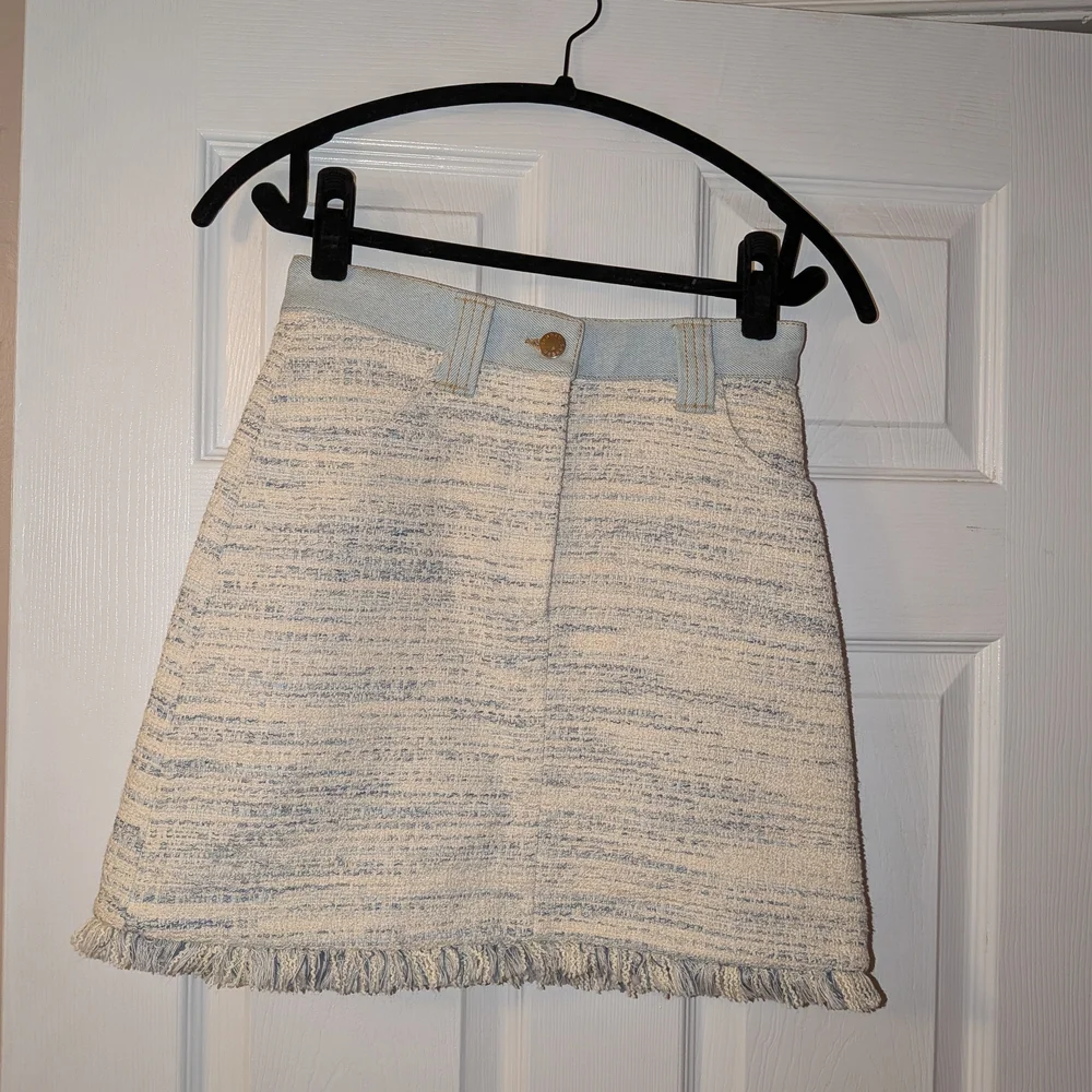 Sandro Ivory Tweed Mini Skirt